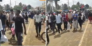A section of Moi University students demonstrating against the new university funding model on September 10, 2024