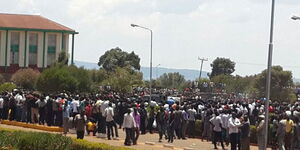 Lecturers protests at Moi University in February 2021.