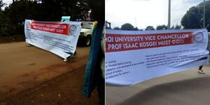 Eldoret residents protesting against Vice Chancellor Isaac Kosgei on November 27, 2023.