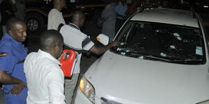 Police at the crime scene where Mombasa politician, Ali Mwatsau, was shot at 22 times on Tuesday night, April 5, 2022.