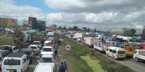 Traffic on Mombasa Road in May 2021.