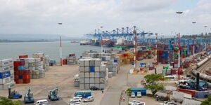 A photo of container cargo at Mombasa Port.