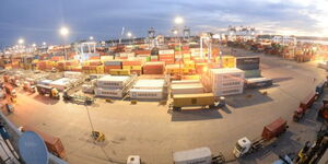 A photo of Port of Mombasa at night.