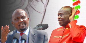 A collage of former Deputy President Rigathi Gachagua and President William Ruto's former Senior Economic Advisor, Moses Kuria, on May 18.