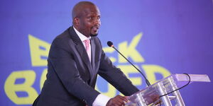 Moses Kuria during the launch of Green Triangle Cement at Athi River