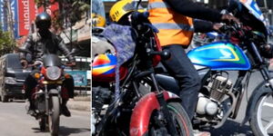 Photo collage of a motorbike operator in Nairobi Central Business District on April 18, 2023