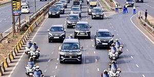 President William Ruto's motorcade heading to the State House after swearing in on Tuesday, September 13, 2022