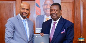 ShafDB Chief Executive Officer Thierno Habib Hann presenting his credentials to Prime Cabinet Secretary Musalia Mudavadi on March 29, 2023.