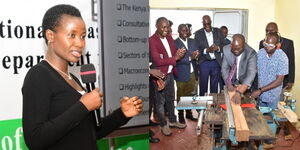A side-to-side image of Principal Secretary of the State Department for Micro, Small and Medium Enterprises (MSME) Susan Mang'eni and MSMEs Cabinet Secretary Simon Chelugui.