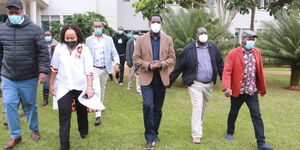 Mt Kenya leaders arrive for a meeting at Kemu University on Saturday, July 24.