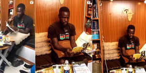 Kenyan Author Emmanuel Muchui attempting to set a 73-hour reading record at Nuria Book Store, Nairobi on Saturday, January 17, 2026.