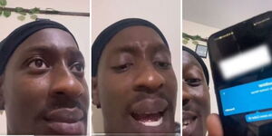 A collage of Mike Muchiri- a social media content creator who has gone viral after recording a phone call with scammers. 