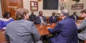 Prime cabinet secretary Musalia Mudavadi with delegates of the United States Development Finance Corporation (DFC) in Washington DC on February 1, 2024.