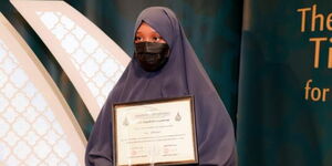 Muna Abdifatah during a competition in the US on Monday July 10, 2023