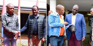 A photo collage of President William Ruto and Wiper Party leader Kalonzo Musyoka engaging with the self-professed leader. 
