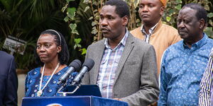 Agriculture CS Peter Munya addresses locals at Maili Tatu Stadium in Igembe Central on Friday, June 18, 2021