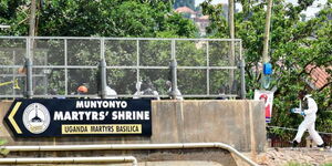 Panic outside Munyonyo Martyrs Shine in Uganda following a bomb explosion, June 3, 2025.