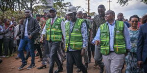Road and Transport CS Kipchumba Murkomen and Vice President Rigathi Gachagua during the launch of the first phase of Ngong-Kahara road in Nairobi County on January 31, 2024. 