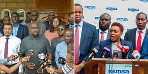 A photo collage of former Transport CS Kipchumba Murkomen and former Health CS Susan Nakhumicha