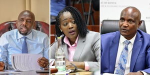 From the left, Interior CS Kipchumba Murkomen, Defence CS Soipan Tuya and Treasury CS John Mbadi