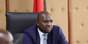 Transport CS Kipchumba Murkomen chairs a council meeting in his office on Thursday, May 18, 2023. 