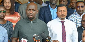 Transport CS Kipchumba Murkpomen together with his PS Mohamed Daghar at JKIA on August 26, 2023.