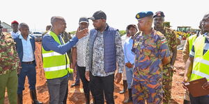 Transport CS Kipchumba Murkomen inspects Karenga Airstrip in Kericho County on October 12, 2023