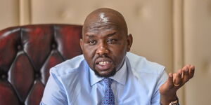 Transport CS Kipchumba Murkomen conducts a meeting with taxi-hailing operators at his office on December 7, 2023.