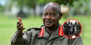 Ugandan President Yoweri Museveni during a press interview.