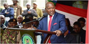 Nyeri Governor Mutahi Kahiga addressed residents at a past event.
