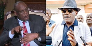 Jubilee Vice chairperson David Murathe and UDA chairman Johnson Muthama (R)