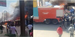 Snippets of the raging fire in Mutindwa Market, Umoja, on Saturday, January 3, 2025