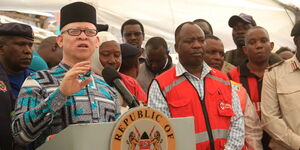 Government spokesperson Isaac Mwaura address the media in Embakasi, Nairobi on Friday, February 2, 2024. 