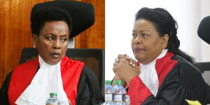 Deputy Chief Justice Philomena Mwilu and Justice Njoki Ndung'u during the BBI petitions in March 2022. 