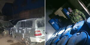 Collage of scenes in Ruaka, Kiambu following a crackdown on illicit drinks.