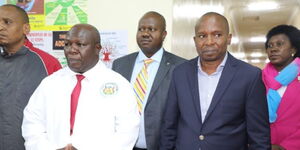 NACADA CEO Anthony Omerikwa hosting Interior CS Kithure Kindiki in Nyeri County at the Ihururu Treatment and Rehabilitation Center on November 8, 2023. 