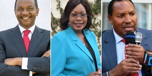 From left to right: BBI Secretariat Co-chair Dennis Waweru, Betty Adera and former Kiambu Governor Ferdinand Waititu