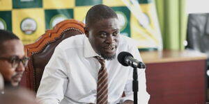 Nairobi Governor Johnson Sakaja addressing education stakeholders within Nairobi County on Wednesday, September 17, 2025.