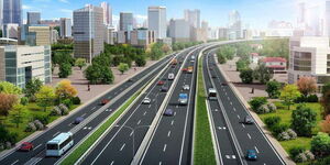 An artistic impression of the Nairobi-Mombasa expressway upon its completion.