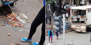 Photo of Nairobi CBD Smokie Vendors Cart Vandalism on October 18, 2023 