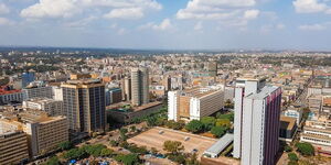 A distant view of Nairobi city experiencing sunny weather condition 
