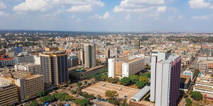 A distant view of Nairobi city experiencing sunny weather condition