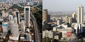 A photo collage of aerial photo of Nairobi.