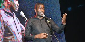 Nairobi Senator Edwin Sifuna delivering a speech on April 10, 2023