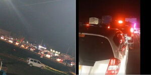 Traffic at a complete standstill in Naivasha between Prisons and Keroche on both sides of the Nairobi-Nakuru Highway.