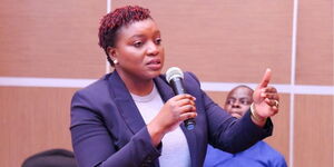 Health CS Susan Nakhumicha speaking during a stakeholder engagement in Nairobi on June 13, 2024.