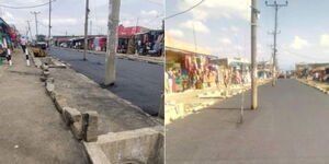 KPLC poles erected in the middle of a road in Nakuru County on July 3, 2023.