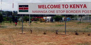 Kenya/Tanzania border post in Namanga.