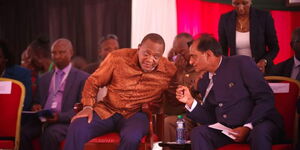 President Uhuru Kenyatta and Steel magnate Narendra Raval at a past event
