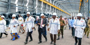 President William Ruto visits a steel industry owned by billionaire Narendra Raval on November 18, 2022